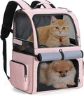 Lekebobor Double Cat Backpack Carrier for 2 Cats, Double-Compartment Pet Carrier Backpack for Two Small Cat or One Medium Cat, Cats Carrier Backpack Dog Carrier Backpack Fits Up to 24 Lbs,Pink