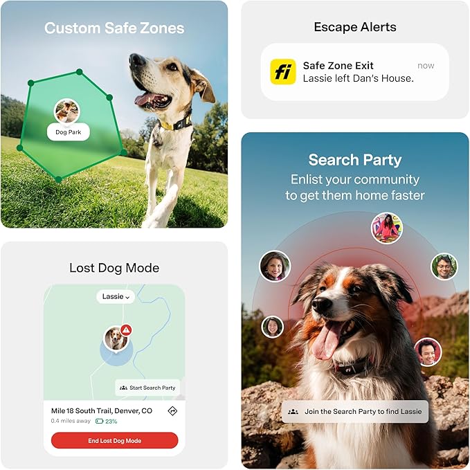 New Fi Series 3+ Smart Dog Tracker Collar [6 Month Membership Included] GPS Tracker for Dogs with Health & Behavior Monitoring, Escape Alerts, Waterproof, LED, Apple Watch Compatible (Blue, Large)