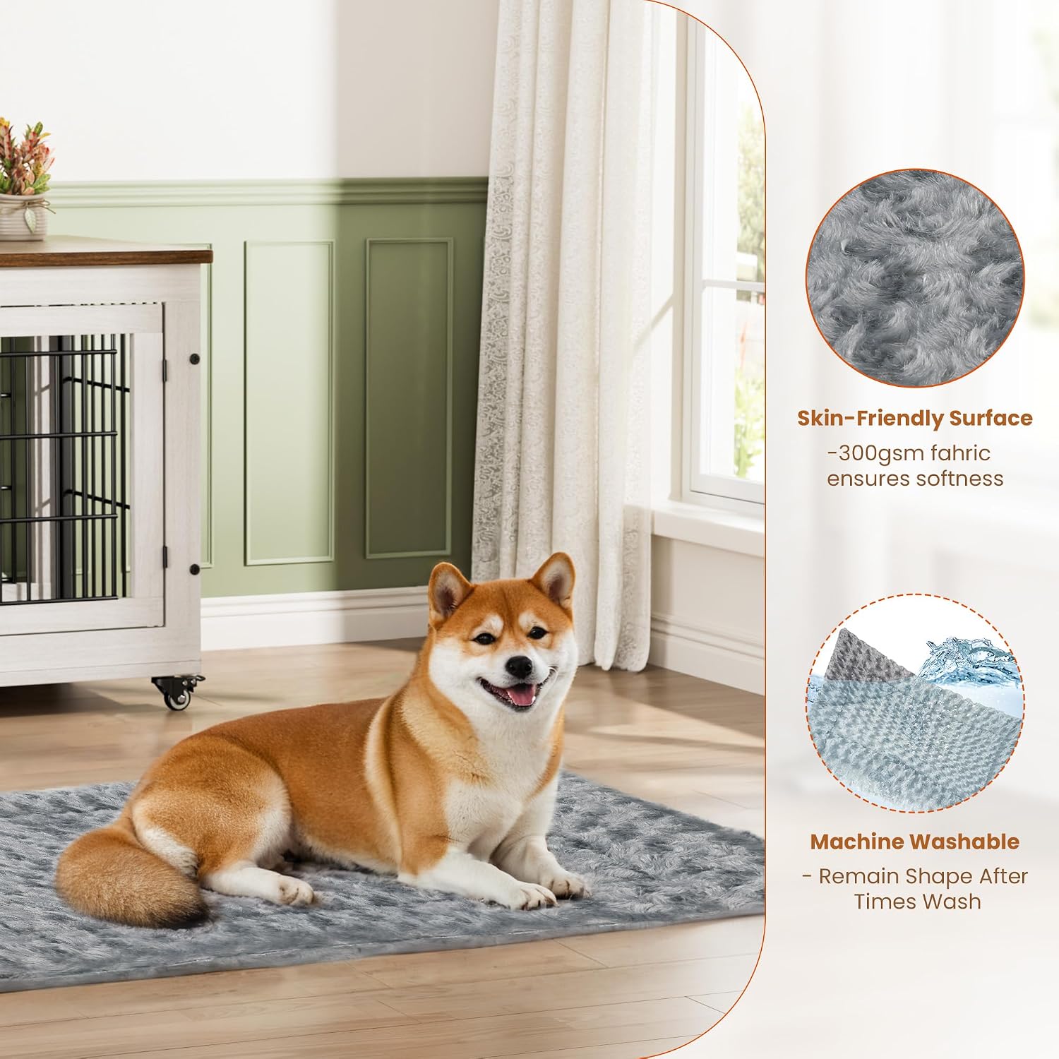 Medium Dog Crate Furniture, 32'' Heavy Duty Kennel w/Cushion & Wheels | White, Double Doors, Wooden Dog Cage, Chew-Resistant, End Table, Decorative, 27"/32"/38"/44" Options, Indoor
