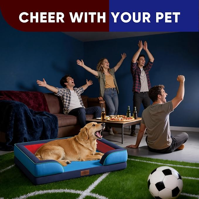Comfort Expression Orthopedic Dog Bed for Large Dogs 36x27 Inch, Waterproof Egg Crate Foam Large Pet Bed with Removable Bolsters, Dog Couch with Washable Cover & Non-Slip Bottom, Philadelphia