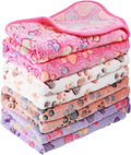 Tatuo 4 Pcs Dog Blanket for Pet Cat Blankets Indoor Puppy Teething Stuff Toys Paw Print Fleece Soft Blanket Sleep Mat for Guinea Pig Cage(White, Coffee, Pink, Purple,Midwest (24 x 47 Inch),Square)