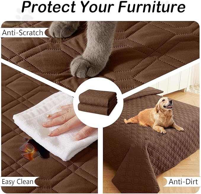 hyha Waterproof Dog Bed Blanket, Soft Pet Blankets, Waterproof Couch Cover for Dogs, Reversible Sofa Covers Washable for Furniture (40x70 Inch, Brown/Brown)