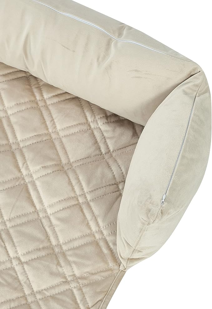 Brilliant Sunshine Premium Calming Dog Bed Mat, Silky Velvet, Removable Washable Cover, Cushion Protector and Couch Covers for Dogs, Pets, Cats, Medium, Beige Natural