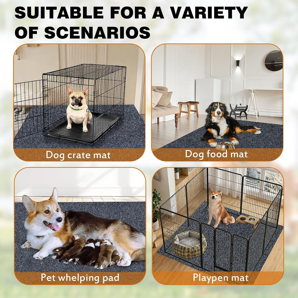 TRINKA Dog Crate Mat Liner, 60"X 46" Large Under Dog Kennel Mat | Waterproof Non-Slip Under Pet Crate Liner, Absorbs Urine Washable Reusable Puppy Playpen Pad to Protect Floors, Dark Gray