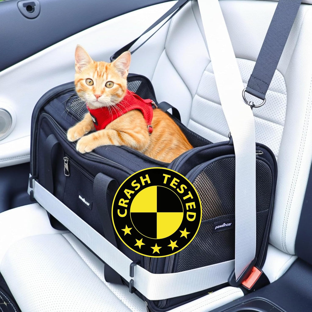 Crash-Tested Expandable Cat Carrier for Crash Protection | 2-in-1 Crash-Tested Small Dog Car Seat & Portable Pet Carrier | CPS Certified for Crash Protection & Safe Pet Travel