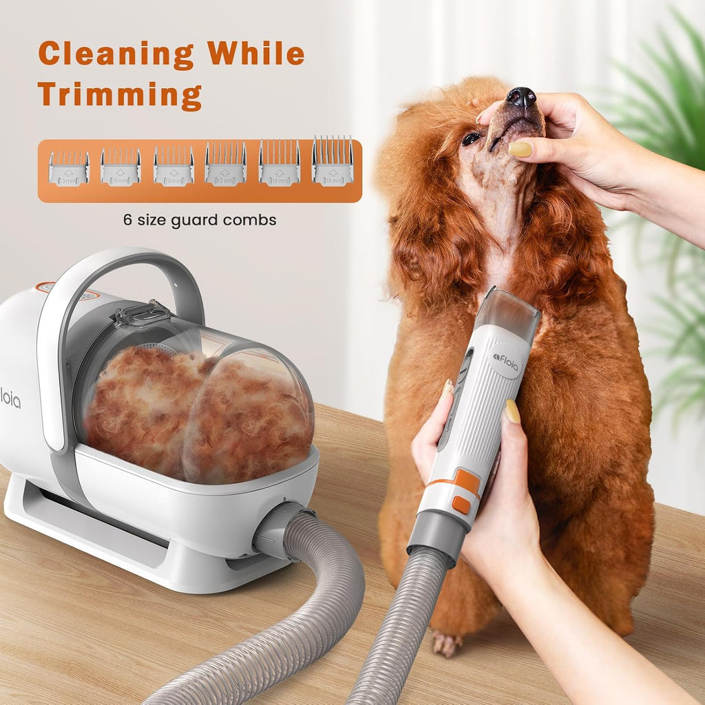 Afloia Dog Grooming Vacuum Kit, 1.5L Tank, White | Contains floating fur during coat care, helping sofas, floors and clothes stay cleaner between deep cleans.