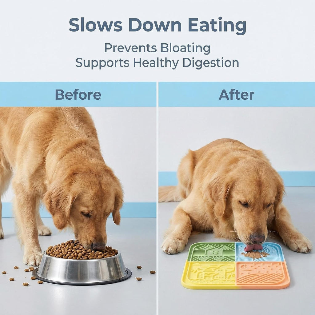 Dog Lick Mat with Suction Cups, Silicone Slow Feeder Mat for Anxiety Relief, Multicolor