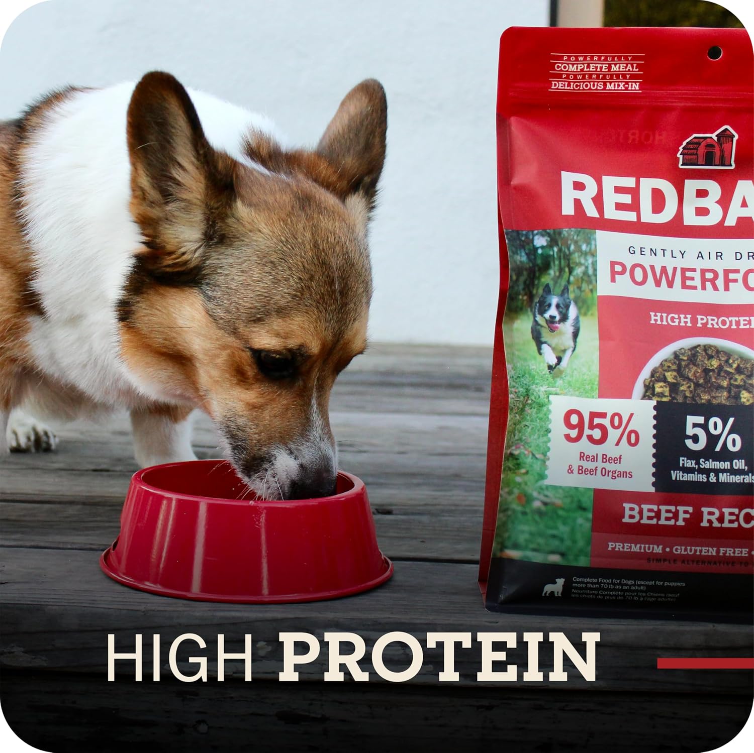 Redbarn Powerfood Air Dried Dog Food 2 lbs High Protein Beef and Lamb with Prebiotics Postbiotics for Digestive Health Wholesome Pet Food Complete Meal Made in USA