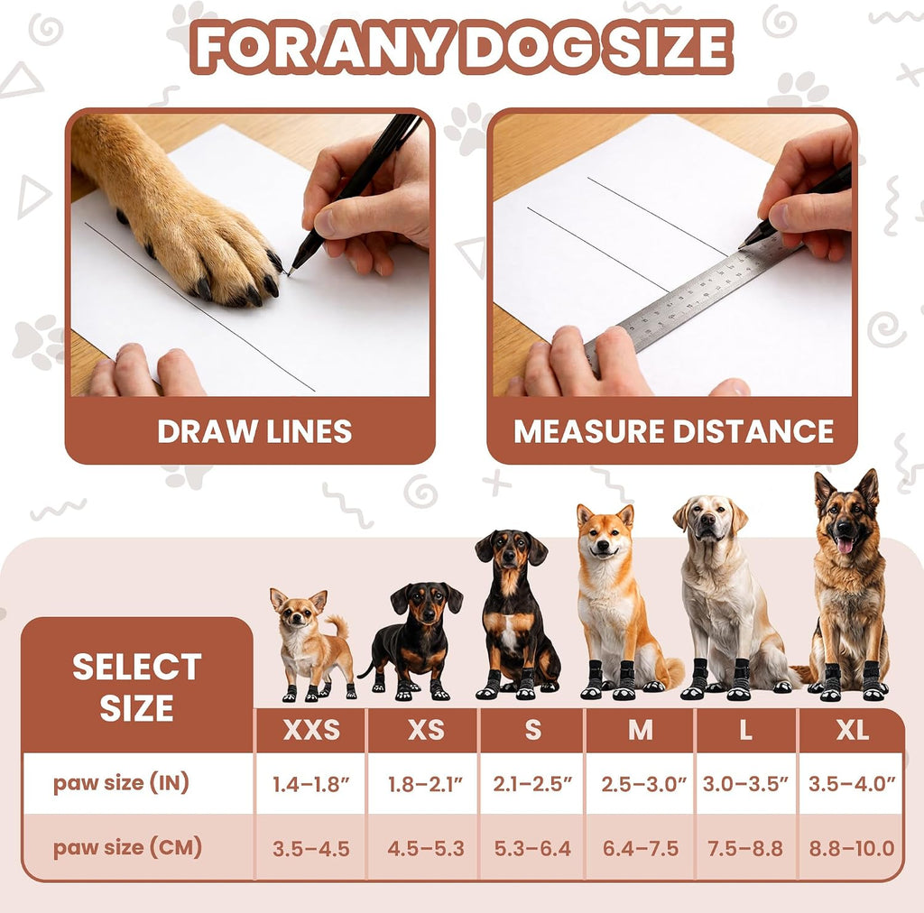 Anti Slip Dog Socks - 6 Pack | Dog Socks to Prevent Paw Licking - Small | Add Traction, Keep Warm & Protect from Hot Pavement | Paw Protection for Senior Dogs for Hardwood Floors | Dog Booties