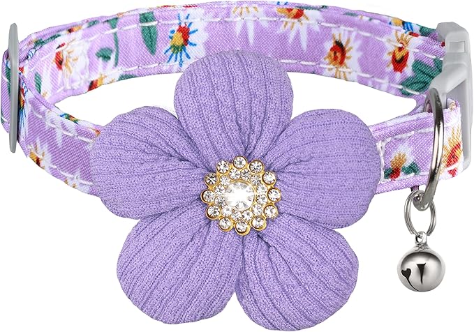 Large Dog Collar with Flower, Dog Collars for Large Dogs Collar for Girl Cute Dog Collar with Bell, Adjustable Length