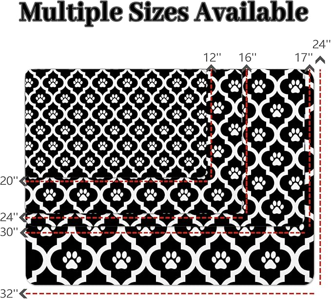Dog Food Mat 12X20 Inch Pet Feeding Absorbent Mats for Floor Cat Water Bowl Placemats Non-Slip Washable Dog Mat for Food and Water