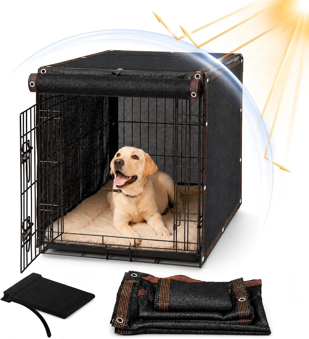 Novabright Breathable Dog Crate Cover 36 Inch Heavy Duty Kennel Cover with Grommets Cable Ties Windproof Waterproof Uv-Resistant