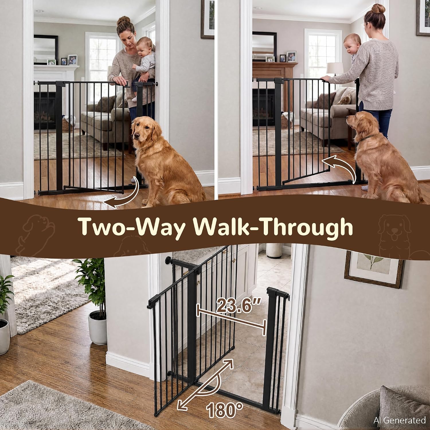 41” Extra Tall Baby Gate for Stairs 29.7-40.6" Wide Dog Gate | Auto Close, Pressure Mount Pet Gates for Doorways No Drilling, Indoor Extra Tall Child Safety Gates for Pets/Kids, Anti-Jump