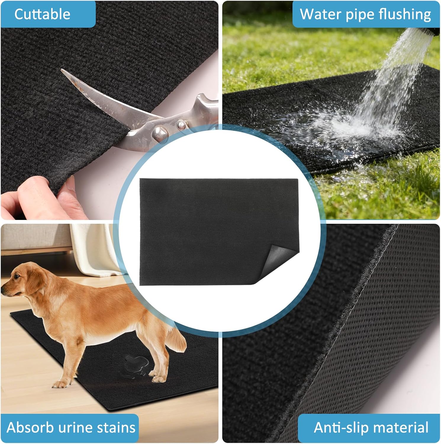 46" x 60" x 0.23" Dog Crate Mat, Extra Large Size, Non-Slip and Waterproof, Washable, Reusable, Can Be Cutting to the Appropriate Aize, Protects Floors, Soft and Absorbent Surface, Rubber Bottom