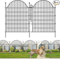 5 Panels Decorative Garden Fencing with Gate for Yard, 40in (H) x 11.8ft (L) No Dig Animal Barrier Fence, Rustproof Metal Wire Outdoor Dog Fences Panel Border with Temporary Ground Stakes