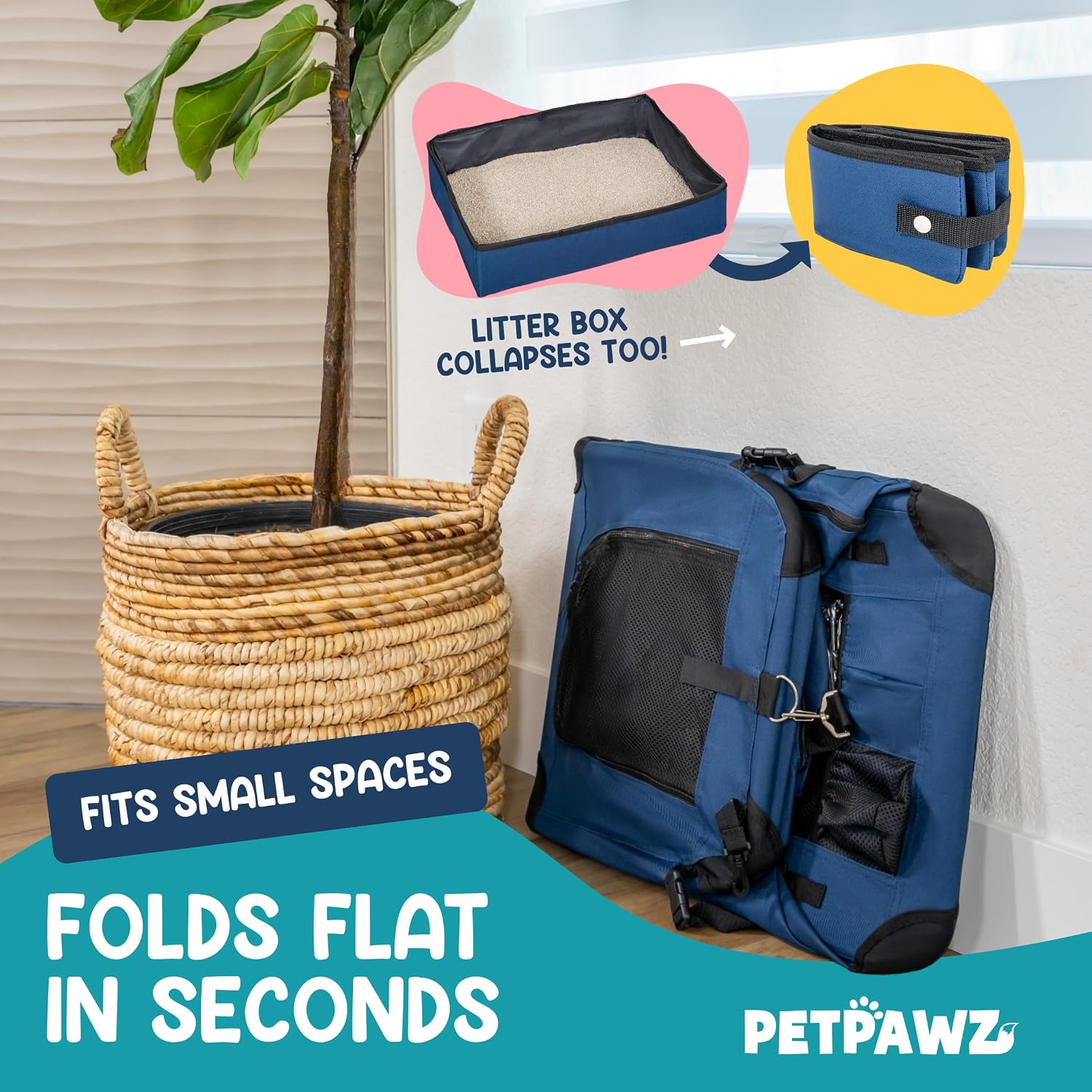 Soft Pet Carrier & Dog Carrier with Travel Litter Box & Collapsible Bowl 24x17x17 – Large Cat Carrier & Small Dog Crate for Car, Vet Visits, Home & Traveling