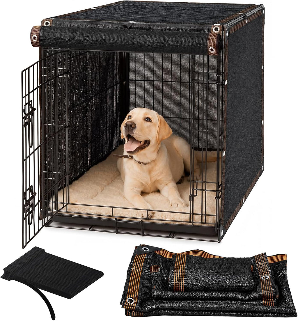 Novabright Breathable Dog Crate Cover 36 Inch Heavy Duty Kennel Cover with Grommets Cable Ties Windproof Waterproof Uv-Resistant