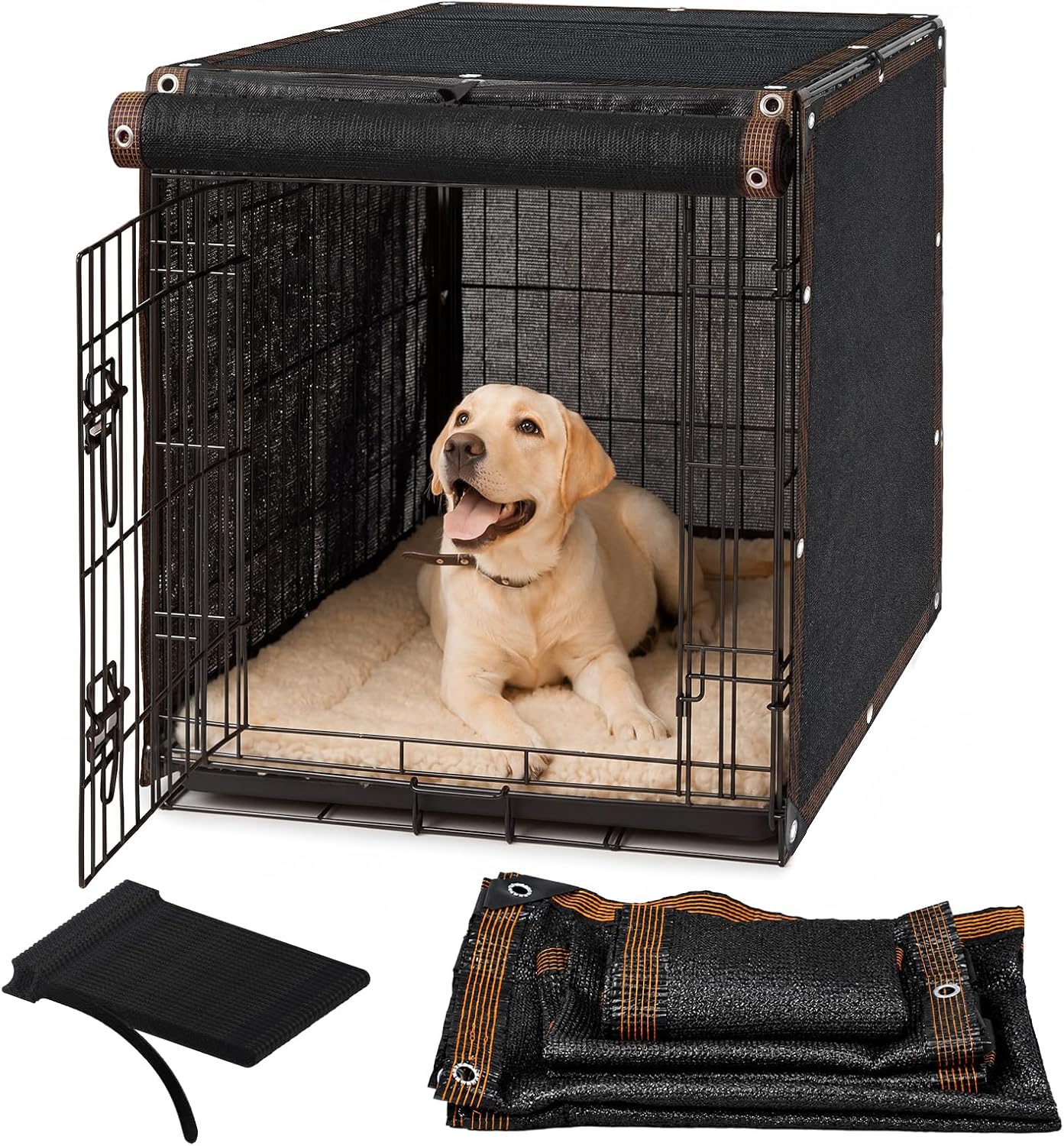 Novabright Breathable Dog Crate Cover 36 Inch Heavy Duty Kennel Cover with Grommets Cable Ties Windproof Waterproof Uv-Resistant