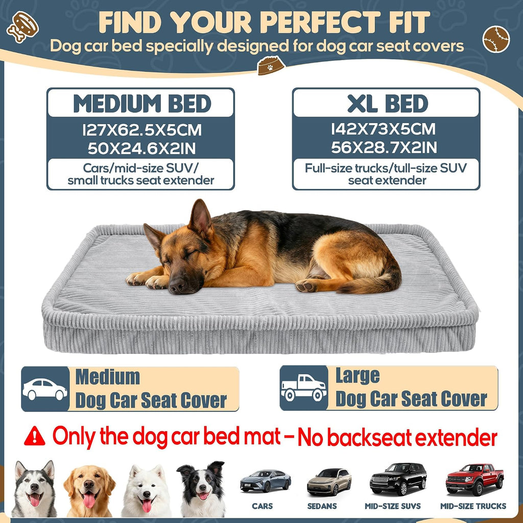 Loiion Dog Car Bed, Non-Slip Backseat Extender Pet Mat 56"x28.7"x2" | Removable, Washable Dog Bed With Waterproof Liner Protects Car Seats, Anti-Slip Travel Bed For Dogs