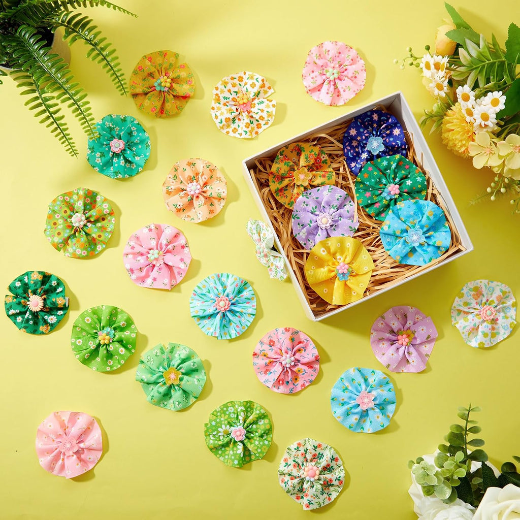 Huhumy 50 Pcs Flower Floral Dog Collar Bow Ties Bulk for Spring Summer Charm Attachment Collar with Daisy Triangle Pet Scarf Bowtie for Small Medium Large Cats Costume Grooming