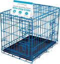 Internet's Best Double Door Steel Crates Collapsible and Foldable Wire Dog Kennel, 24 Inch (Small), Blue