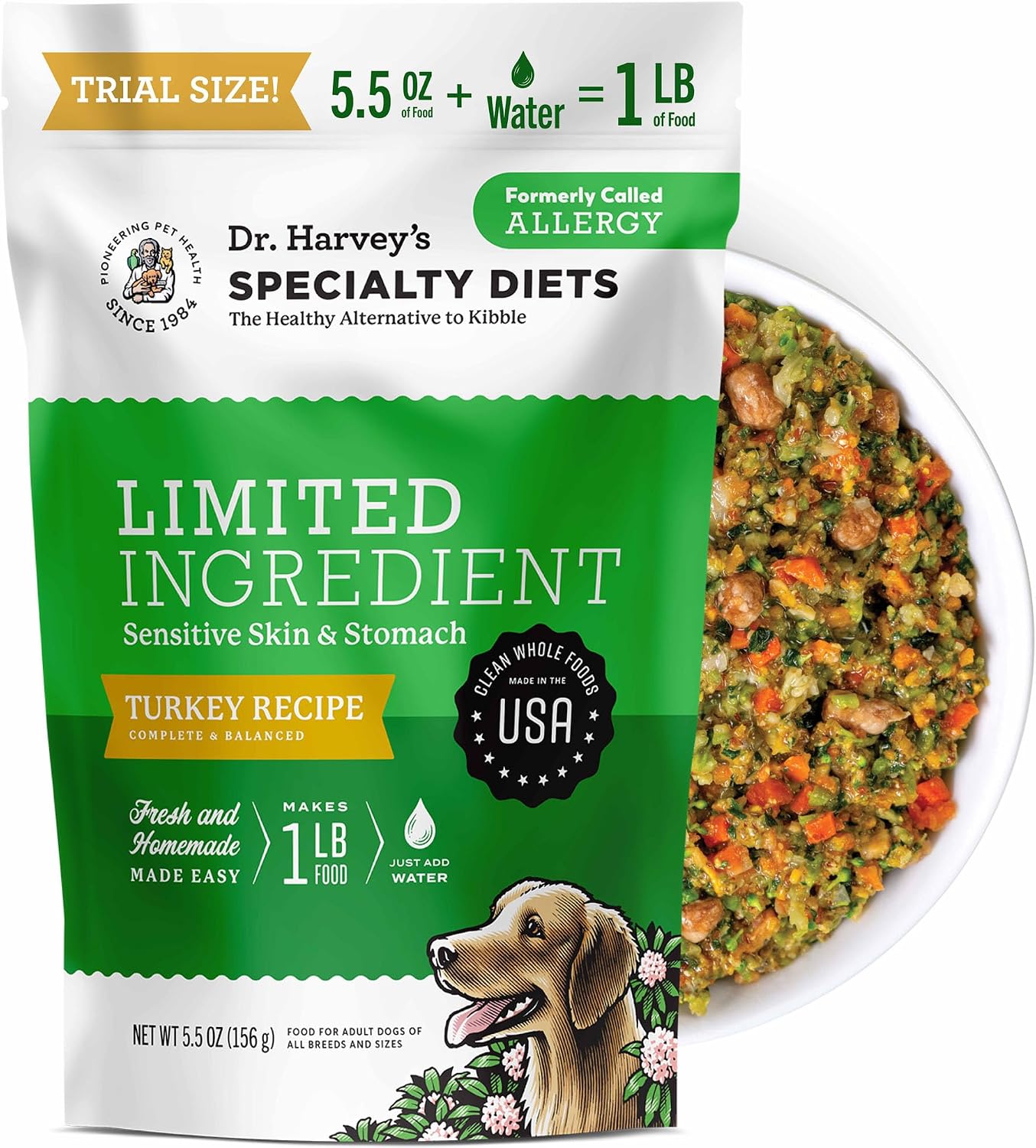 Dr. Harvey's Limited Ingredient Dog Food, Turkey, Trial Size | for Dogs with Food Sensitivities - Trial Size, 5.5 oz