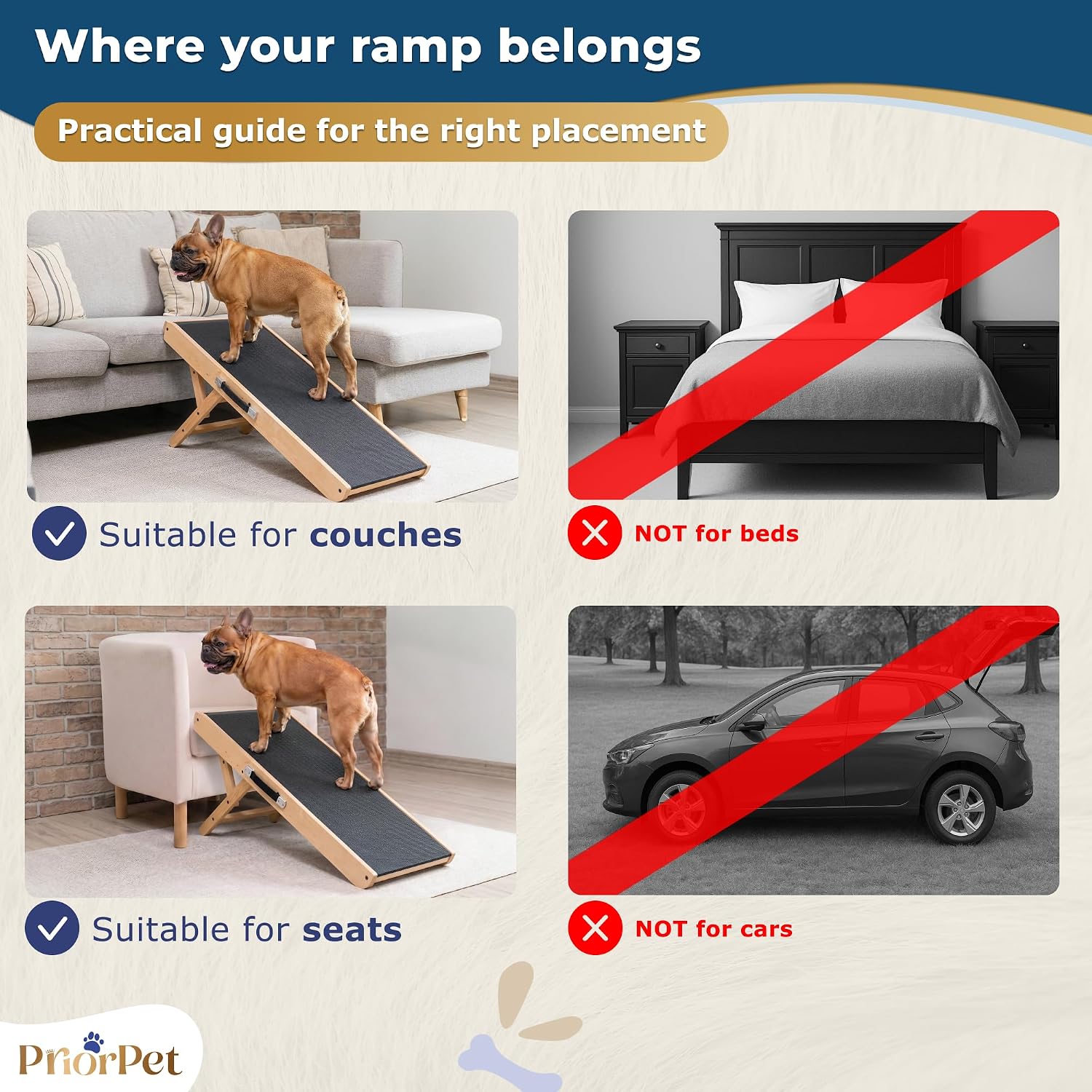 Dog Ramp for Couch – Non-Slip, Sturdy Build Foldable Wooden Dog Ramp – Supports up to 200 lbs – 7 Adjustable Heights (14"–20.5") – Enhanced Stability – Birchwood Pet Ramp for Small Dogs – Natural