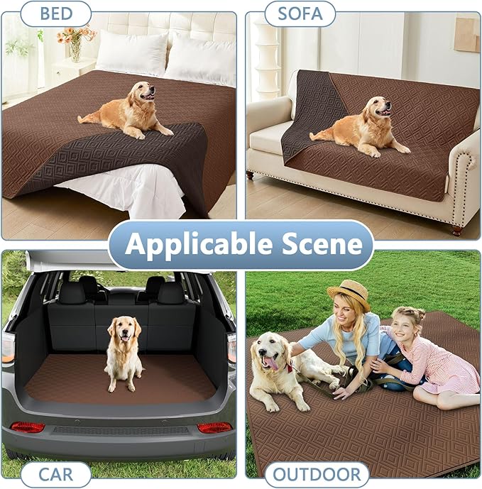 hyha Waterproof Dog Blanket, Soft Pet Bed Blankets, Waterproof Sofa Couch Cover for Dogs Washable, Reversible Pet Couch Covers for Sofa Furniture (30x70 Inch, Brown/Chocolate)