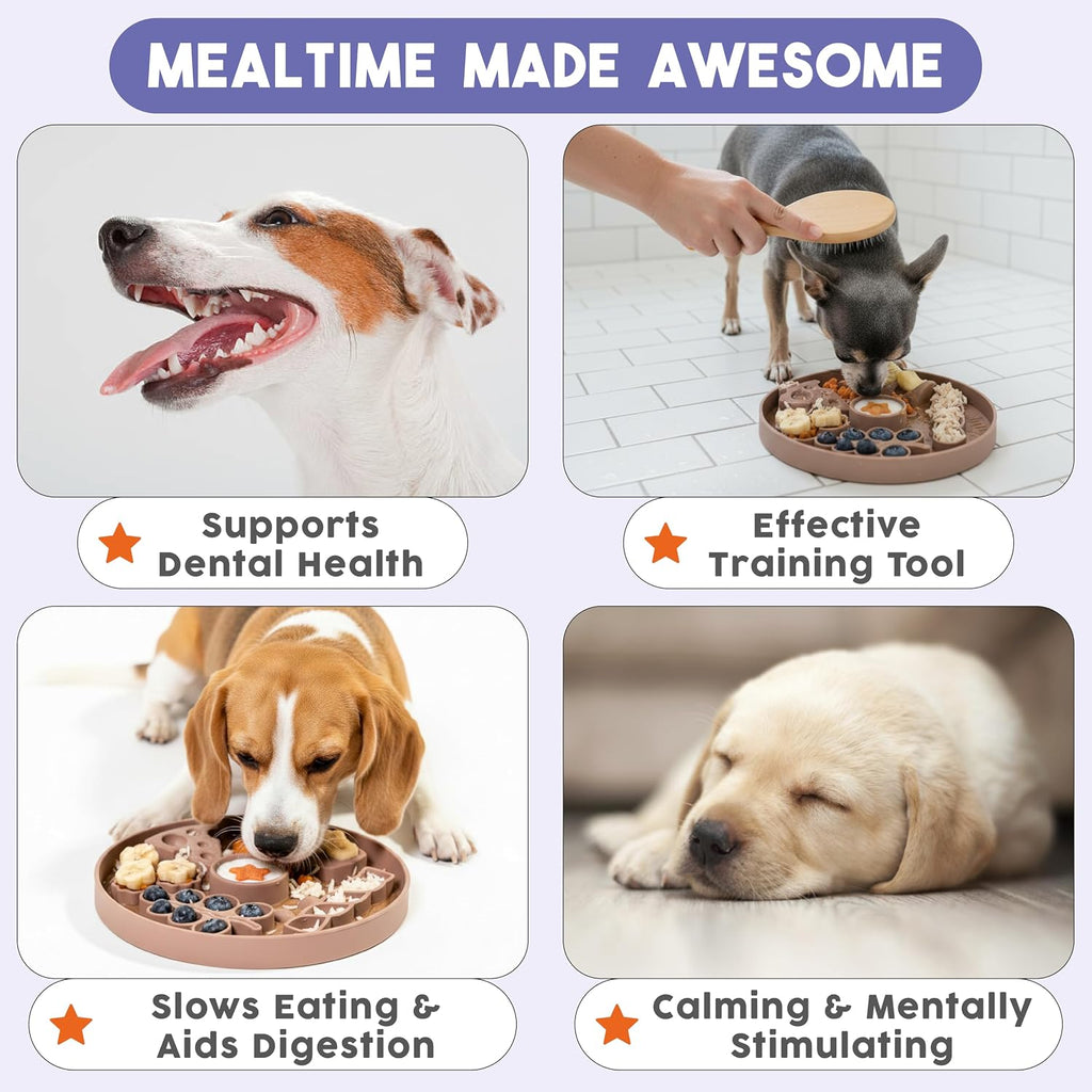 Smorgasboard - Silicone Dog and Puppy Lick Mat and Slow Feeder with Suction Cups - Non-Slip, Dishwasher Safe Pet Dish - Extends Mealtime for Fast Eaters - for Wet & Dry Food (Sage)