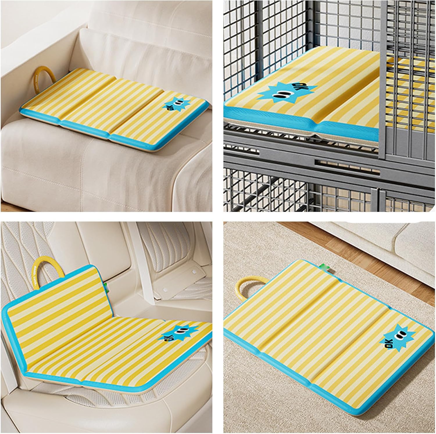 Reversible Dog Crate Pad | Cool Warm, Foldable, Pet Bed Mat, with Handle for Dogs Pets Indoor Travel