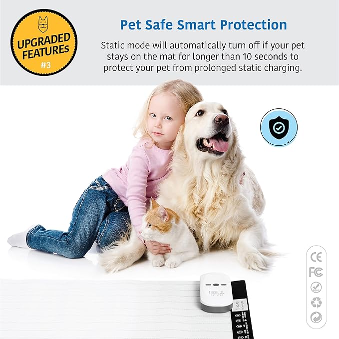 SVD.PET (2-Pack Pet Training Mat with Tester, Pet Shock Pad, Dogs & Cats Electronic Repellent mat for Indoor, 3 Training Modes, 5 Levels, Pet Safe Mode (White controler 22" X 16")