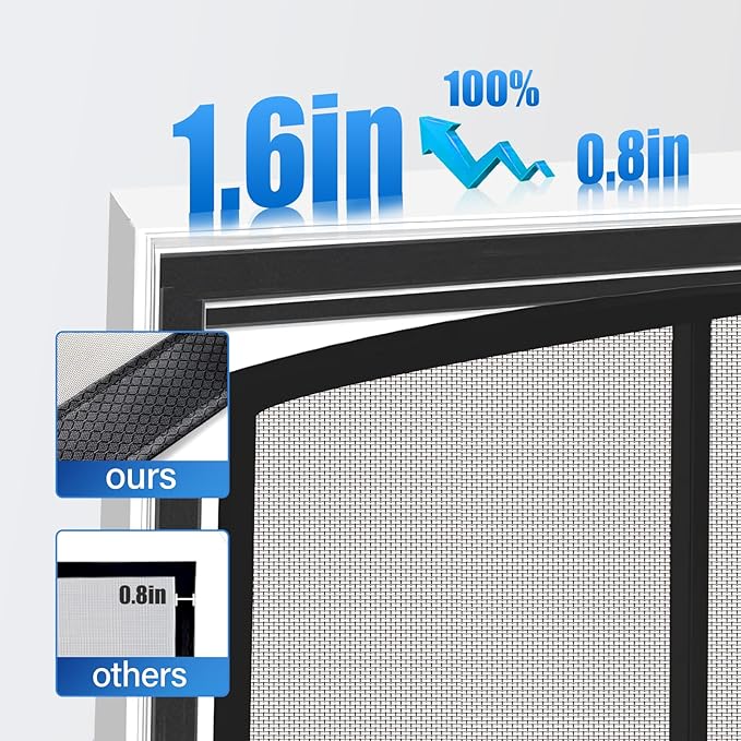 Magnetic Screen Door Upgraded PET Mesh Stronger Than Fiberglass and Polyester,Hands Free,Keeps Bugs Out,Pet & Kid Friendly,Suitable for Sliding Door,Large Patio Door and French Door-60''x80''
