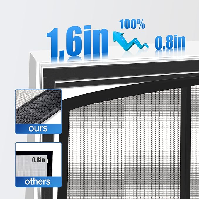 Magnetic Screen Door Upgraded PET Mesh Stronger Than Fiberglass and Polyester,Hands Free,Keeps Bugs Out,Pet & Kid Friendly,Suitable for Sliding Door,Large Patio Door and French Door-70''x79''