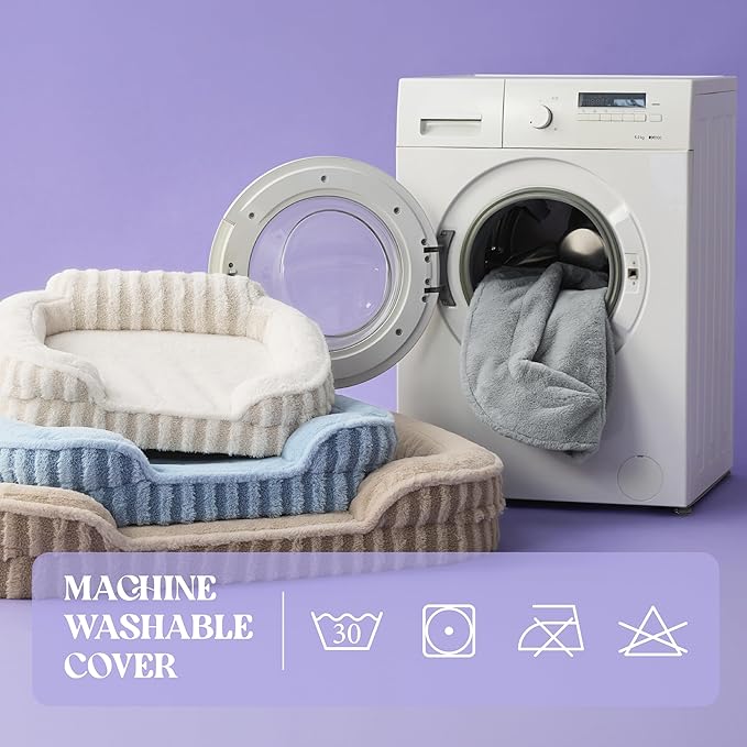 LE SURE Cute Dog Bed for Small Dogs, Orthopedic Waterproof Small Pet Beds with Sides, High Back Non-Slip Bottom and Egg-Crate Foam Puppy Couch Sofa with Washable Removable Cover, Blue