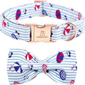 Lionheart glory Dog Collar, Dog Collar with Bow, Summer Stripe Boy Dog Bowtie Collar Cute Pet Collar Gift for Large Dog