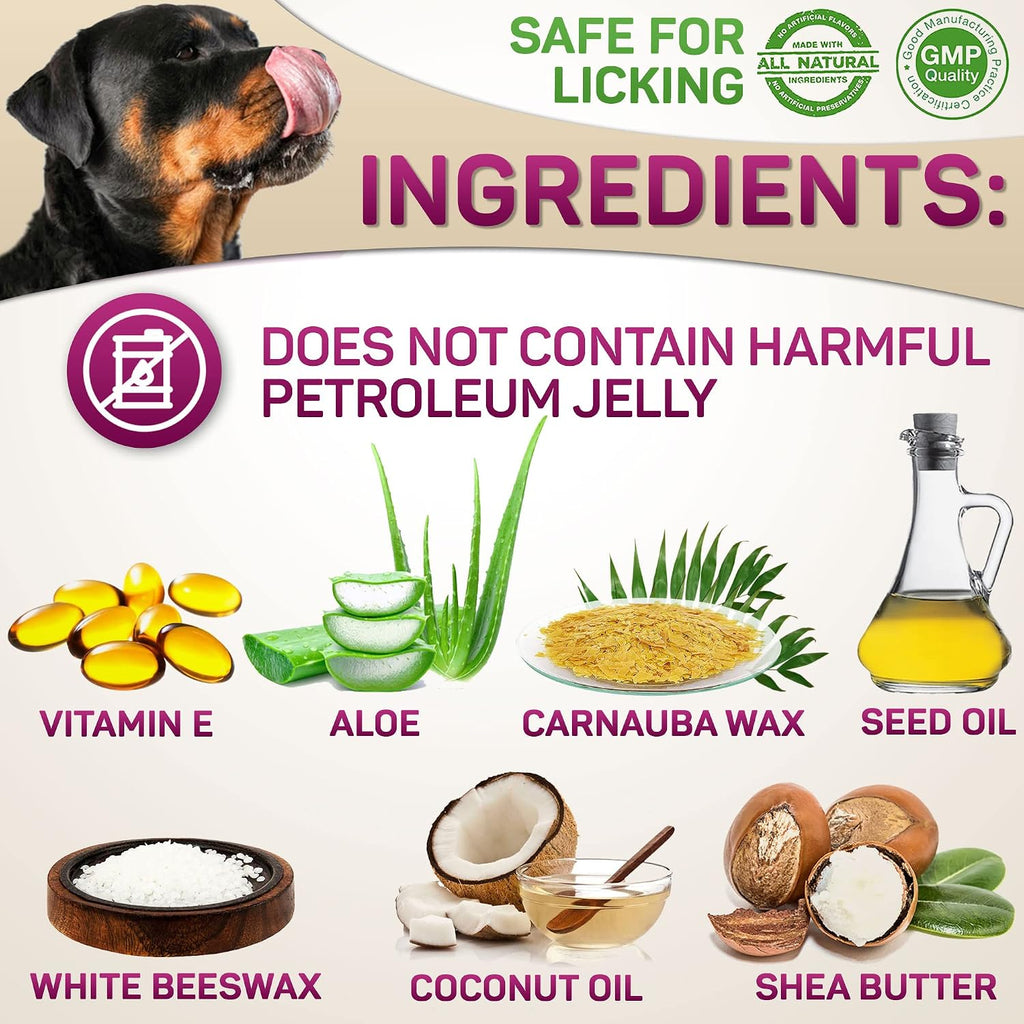 Natural Dog Paw Balm, Paw Protection for Hot Pavement, Dog Paw Wax for Dry Paws & Nose, Canine Paw Moisturizer for Cracked Paws, Cream Butter for Cat, Paw Pad Lotion