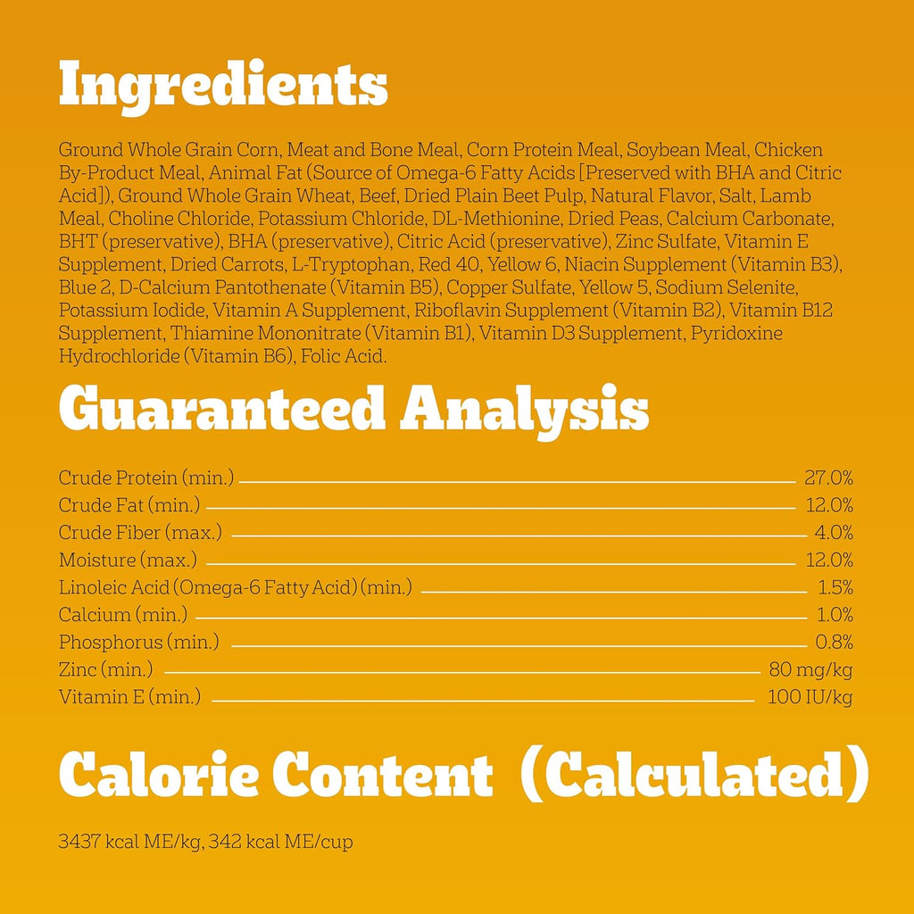 Pedigree High Protein Adult Dry Dog Food, Beef and Lamb, 18 lb | Real red meat, 25% more protein, 36 vitamins & minerals, prebiotic fiber, Omega 6 & Zinc, 100% complete & balanced