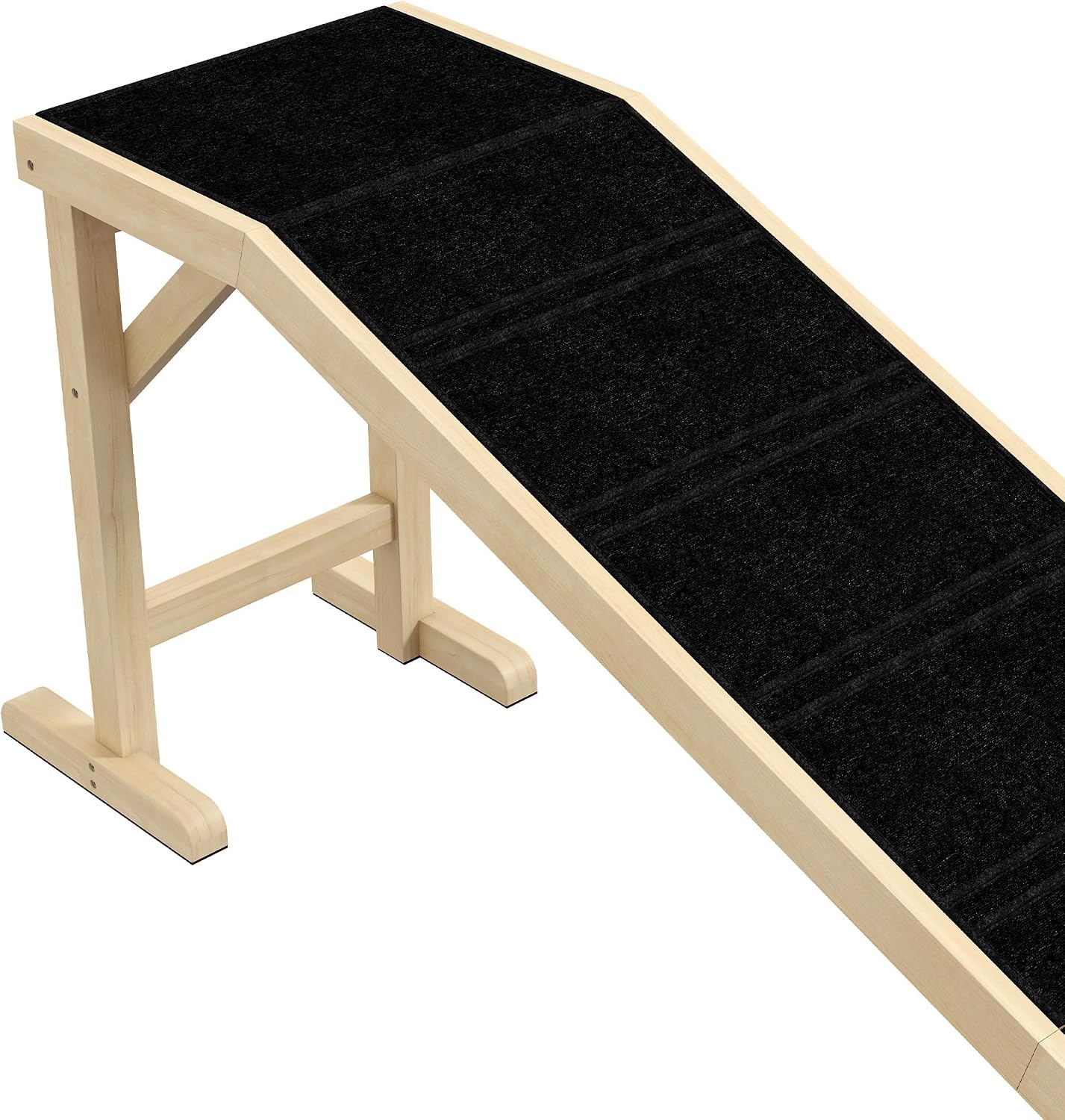PawHut Dog Ramp for Bed, Pet Ramp for Dogs with Non-Slip Carpet and Top Platform, 74" x 16" x 25", Natural | Pet Ramp for Bed, Top Platform