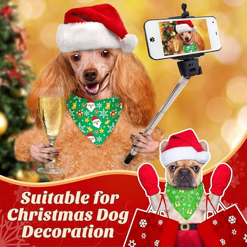 200 Pcs Dog Bandanas Bulk, Red & Green Triangle Dog Kerchiefs for Small Medium Large Dogs, Reusable Pet Scarves for Groomers, Pet Shops, Parties & Photo Props, 25 Styles