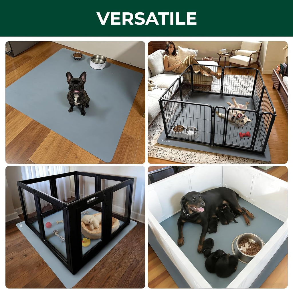 FXW Floor Protector Mat, Waterproof PVC, 55" x 55", Gray | Scratch & Chew Resistant, Quick Rinse Cleanup, Fits 24"H 8-Panel FXW Metal Playpens, Indoor Use