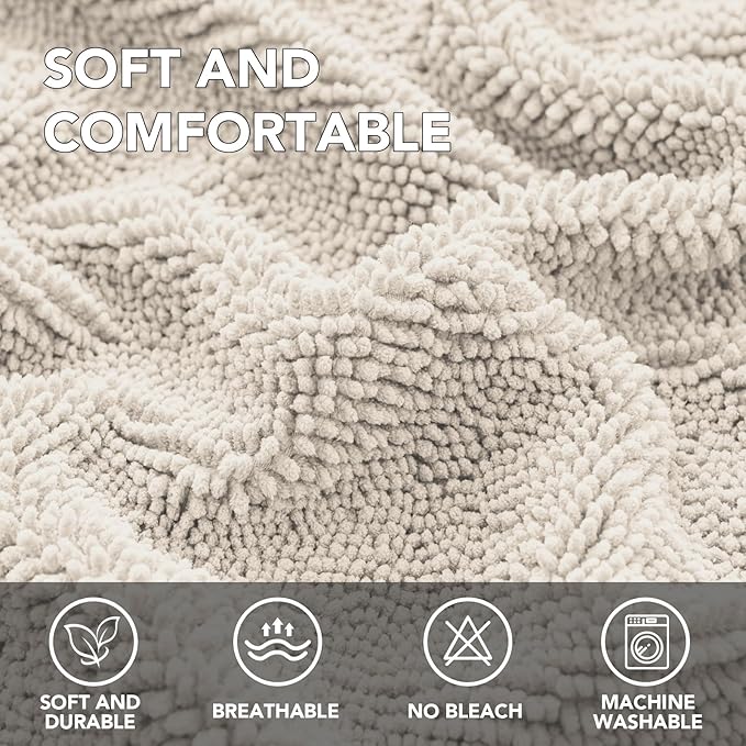 H.VERSAILTEX Non Slip Pet Couch Cover Chenille Dog Bed Protector Thick Soft Sofa Slipcover Pet Friendly Washable Couch Cushion Covers for Pets (30" x 70", Oatmeal)