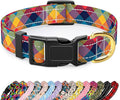 Reflective Dog Collar for Medium Dogs, Cute Boho Adjustable Heavy-Duty Nylon Puppy Collar for Boy and Girl Female, Soft Pet Accessories with Quick Release Buckle, Colorful Tartan