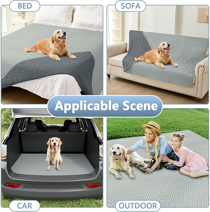 hyha Waterproof Dog Blanket, Soft Dog Bed Cover Pet Blankets, Waterproof Sofa Couch Cover for Dogs Washable, Reversible Pet Couch Covers for Sofa Furniture (82x120 Inch, Grey/Dark Grey)