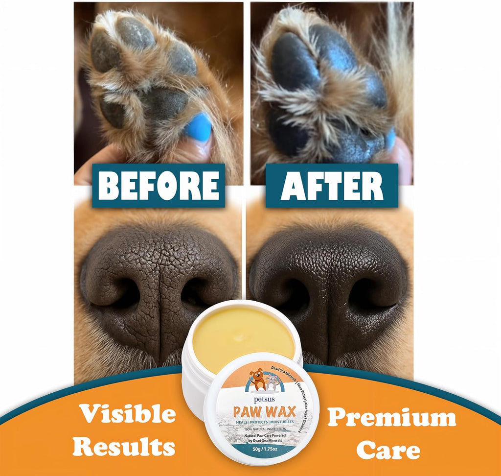 Dog Paw Balm – Lick-Safe Wax & Moisturizer for Dry, Cracked Pads, Nose & Snout – Natural Protection for Winter & Hot Pavement with Dead Sea Minerals, Shea Butter, Coconut Oil – 1.75 oz