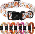 Fall Dog Collar, Cute Orange Pumpkin Pattern Puppy Collar, Soft Comfort Adjustable Holiday Thanksgiving Dog Collars for Small Medium Large Boy&Girl Dogs L