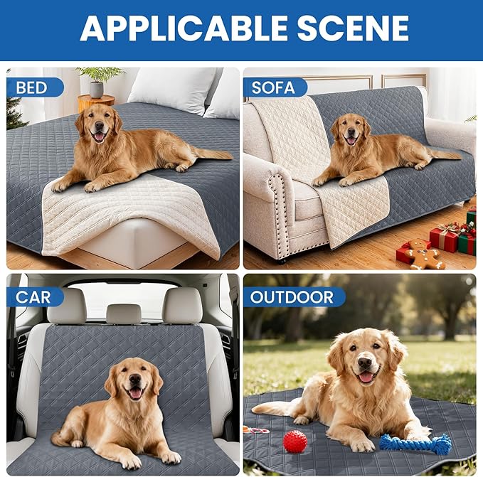 Waterproof Couch Covers for Pets, Waterproof Dog Bed Cover, Anti-Slip Soft Dog Blankets, Couch Cover for Dogs Washable, Pet Blanket for Puppy Large Dogs Cat (82x82 Inch, Dark Grey)