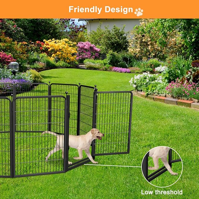 Dog Fence Outdoor Pens Outside,Portable Dog Play Pen 40" H 16 Panels Pet Playpen Exercise Pens for Puppys Small Medium Large Dogs RV Camping Yard Garden Indoor Low Threshold Wide Gate