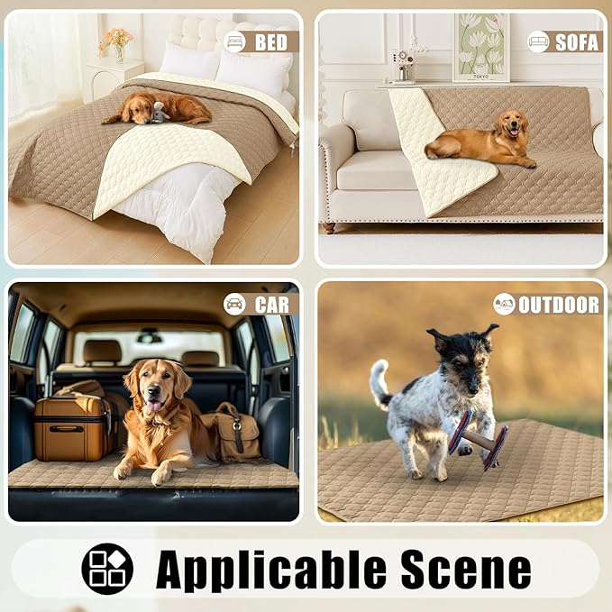 Smiry Waterproof Dog Bed Cover Blanket, Soft Reversible Pet Blanket, Washable Leakproof Cats Dogs Couch Cover for Sofa, Couch, Furniture (30x70 Inch, Camel/Beige)
