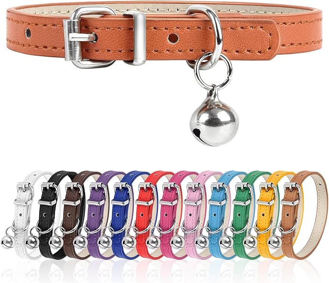 S Dog Collar for Small Dogs Adjustable Dog Collars Cat Collar for Small Medium Large Dogs 3/8 inch Width (Orange, S)