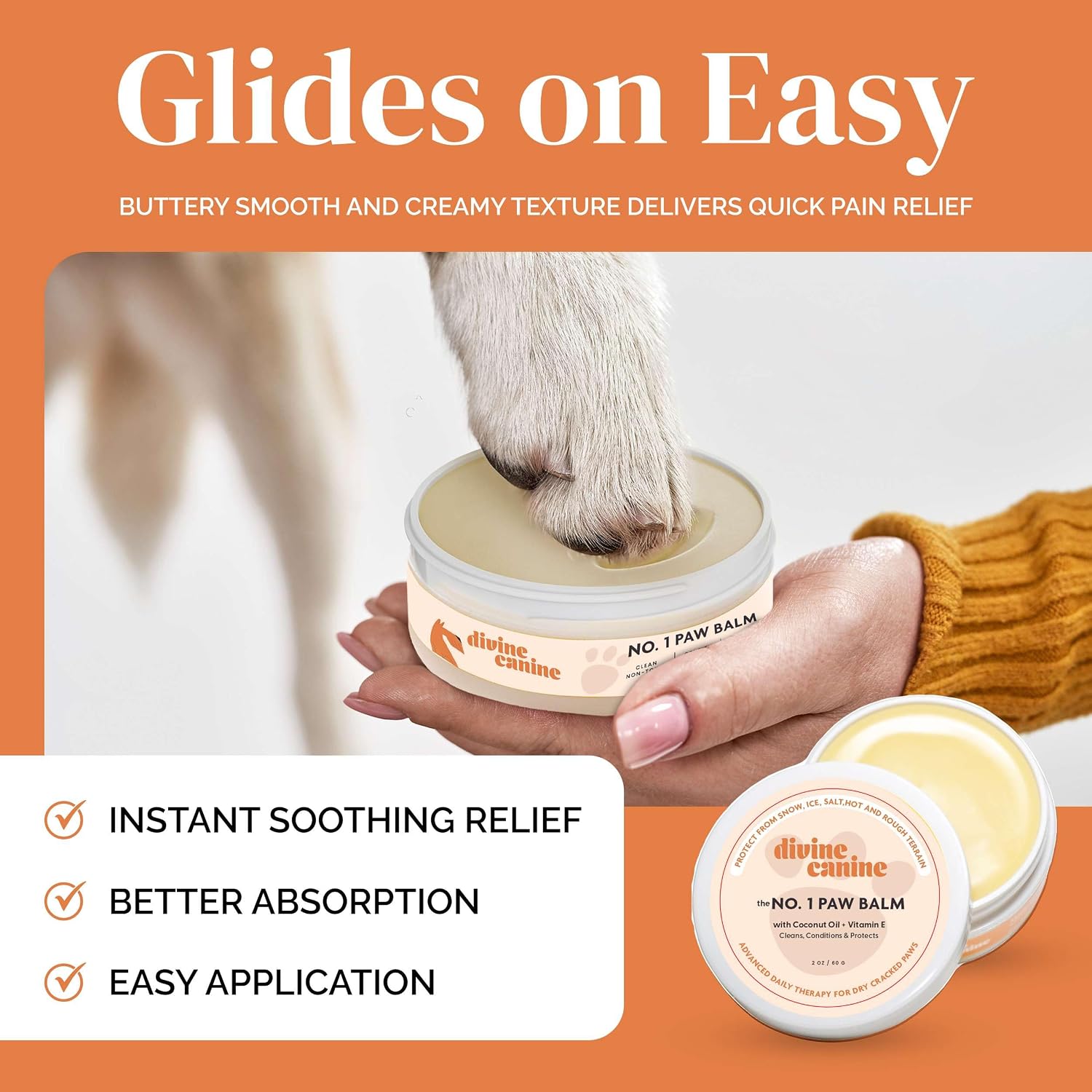 Dog Paw Balm - Paw Wax for Cracked Paws - Lick Safe - 2 oz | Lick-safe dog paw balm & wax with coconut oil, jojoba & vitamin E to soothe cracked paws & shield from hot pavement